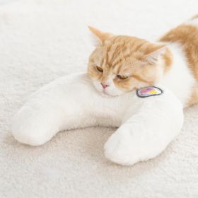 MEWOOFUN U-Shaped Orthopedic Pet Pillow - 10.6x9.8 Inch Fluffy Support Pillow For Cat & Puppy Joint Relief White (Option: QCP45)
